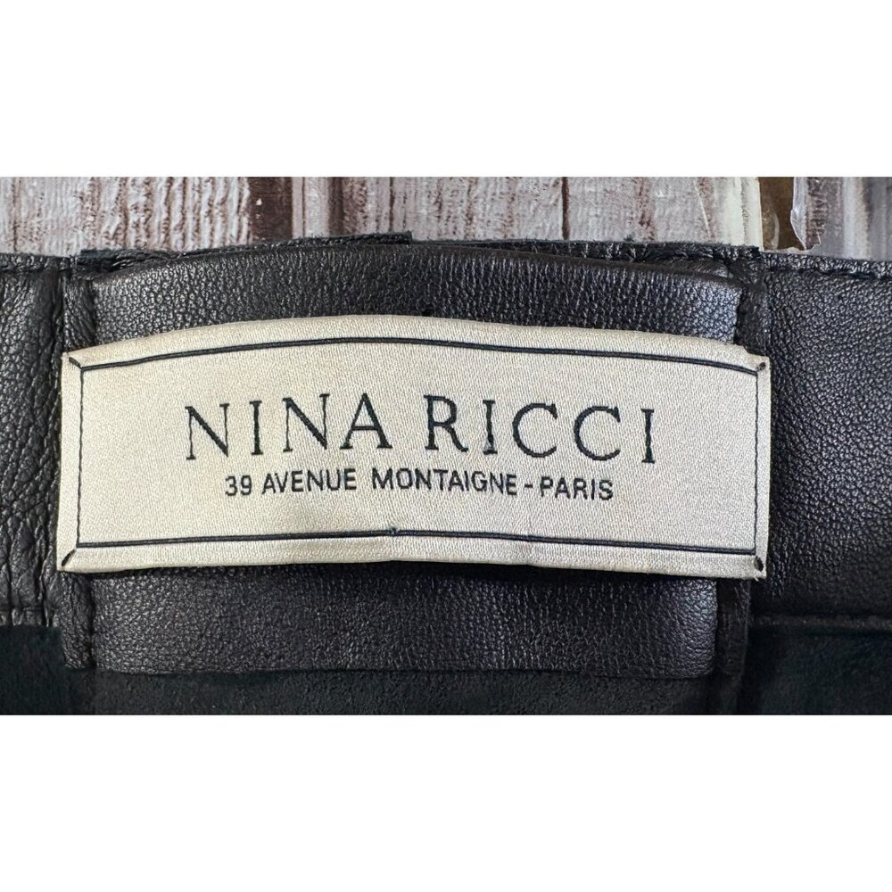 Nina Ricci soft lamb leather Cut Out Floral Pattern pants sz 38 US 6 mspr $1495 - Picture 2 of 6